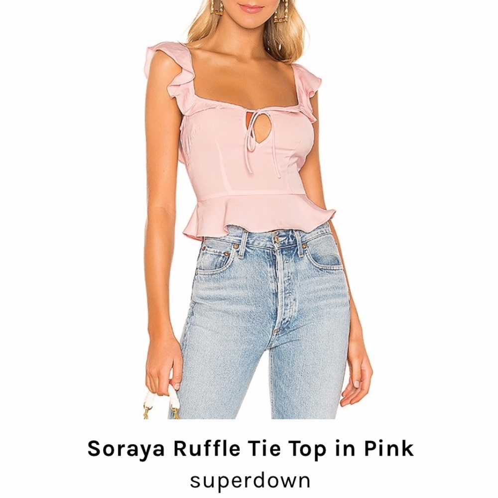 Pink ruffle silk tank